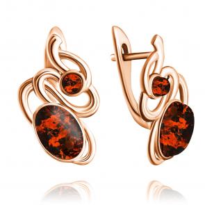 Золотые серьги Дарвин с янтарём 919040763aa-к фото