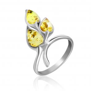 Серебряное кольцо Дарвин с янтарём 920021011aa-л фото