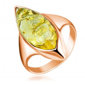 Кольцо из золочёного серебра Дарвин с янтарём 920022007aa-л фото