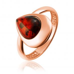 Кольцо из золочёного серебра Дарвин с янтарём 920042003aa-к фото