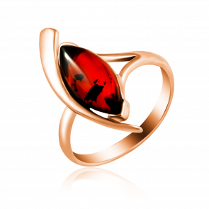 Кольцо из золочёного серебра Дарвин с янтарём 920042006aa-к фото