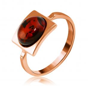 Кольцо из золочёного серебра Дарвин с янтарём 920042016aa-к фото