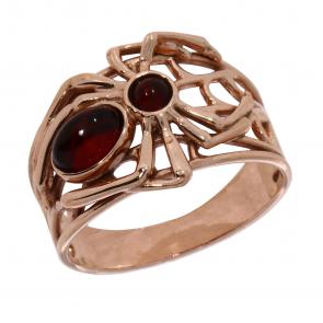 Кольцо из золочёного серебра Дарвин с янтарём 920042208aa-к фото