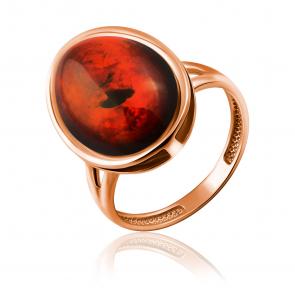 Кольцо из золочёного серебра Дарвин с янтарём 920042214aa-к фото