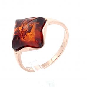 Кольцо из золочёного серебра Дарвин с янтарём 920042222aa-к фото