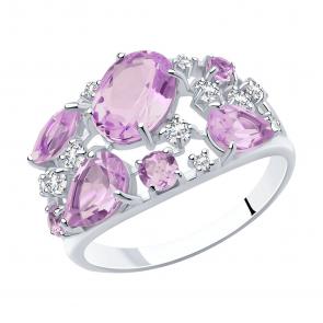 Серебряное кольцо SOKOLOV с аметистом 92010221 фото