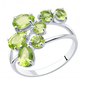 Серебряное кольцо SOKOLOV с хризолитом 92010615 фото