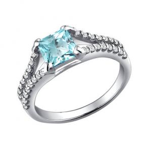 Серебряное кольцо SOKOLOV с топазом и фианитом 92010900 фото