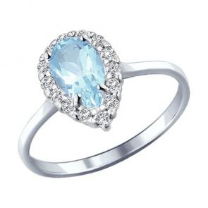 Серебряное кольцо SOKOLOV с топазом и фианитом 92011000 фото