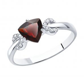 Серебряное кольцо SOKOLOV с фианитом и гранатом 92011040-91 фото