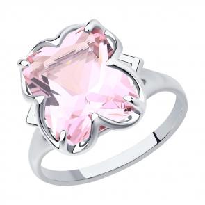 Серебряное кольцо SOKOLOV с ситаллом цвета Морганит 92011235 фото