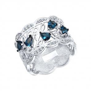 Серебряное кольцо SOKOLOV с фианитом и Лондон топазом 92011315 фото