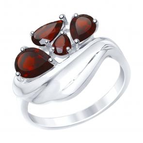 Серебряное кольцо SOKOLOV с гранатом 92011443 фото