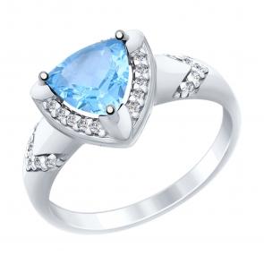 Серебряное кольцо SOKOLOV с топазом и фианитом 92011454 фото