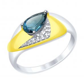 Кольцо из лимонного серебра SOKOLOV с топазом, фианитом и Лондон топазом 92011463 фото
