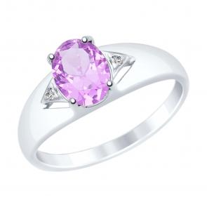 Серебряное кольцо SOKOLOV с фианитом и аметистом 92011506 фото