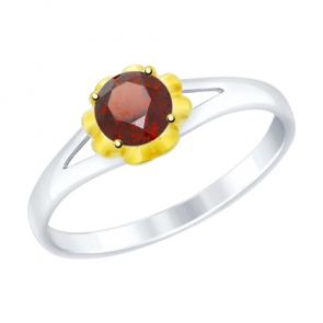 Серебряное кольцо SOKOLOV с гранатом 92011509 фото