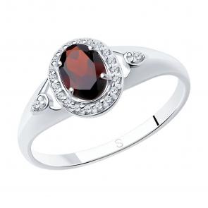 Серебряное кольцо SOKOLOV с фианитом и гранатом 92011546 фото
