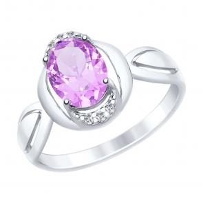 Серебряное кольцо SOKOLOV с фианитом и аметистом 92011561 фото