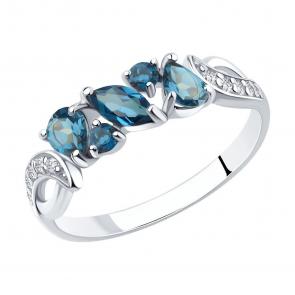 Серебряное кольцо SOKOLOV с фианитом и Лондон топазом 92011591-91 фото