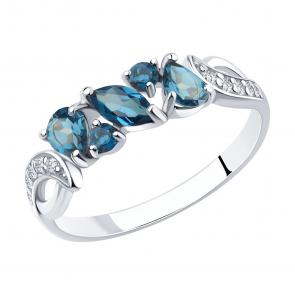 Серебряное кольцо SOKOLOV с фианитом и Лондон топазом 92011591 фото