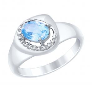 Серебряное кольцо SOKOLOV с топазом и фианитом 92011648 фото