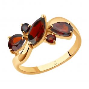 Кольцо из золочёного серебра SOKOLOV с гранатом 92011659-91 фото