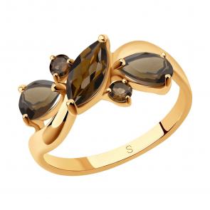 Кольцо из золочёного серебра SOKOLOV с раухтопазом 92011660 фото