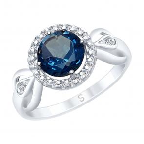 Серебряное кольцо SOKOLOV с фианитом и Лондон топазом 92011674 фото