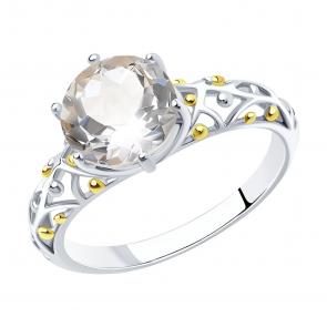 Серебряное кольцо SOKOLOV с горным хрусталём 92011715 фото