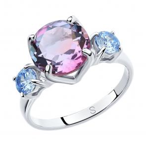 Серебряное кольцо SOKOLOV с фианитом и ситаллом 92011718 фото