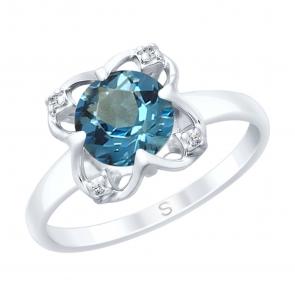 Серебряное кольцо SOKOLOV с фианитом и Лондон топазом 92011734 фото