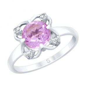 Серебряное кольцо SOKOLOV с фианитом и аметистом 92011736 фото