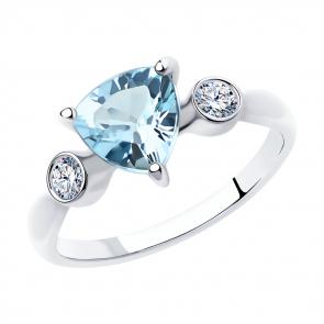 Серебряное кольцо SOKOLOV с топазом и фианитом 92011743 фото