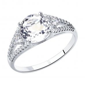 Серебряное кольцо SOKOLOV с фианитом и горным хрусталём 92011747 фото