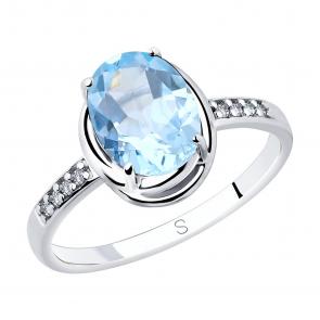 Серебряное кольцо SOKOLOV с топазом и фианитом 92011768 фото