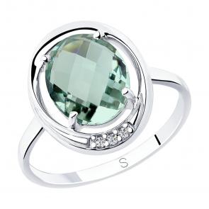Серебряное кольцо SOKOLOV с фианитом и кварцем 92011799 фото