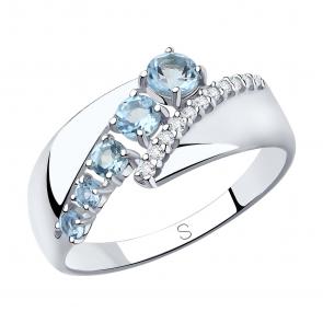 Серебряное кольцо SOKOLOV с топазом и фианитом 92011814 фото