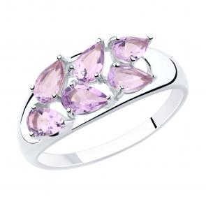 Серебряное кольцо SOKOLOV с аметистом 92011819 фото