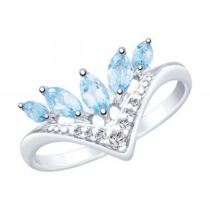 Серебряное кольцо SOKOLOV с топазом и фианитом 92011821 фото