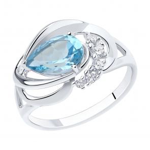 Серебряное кольцо SOKOLOV с топазом и фианитом 92011915 фото