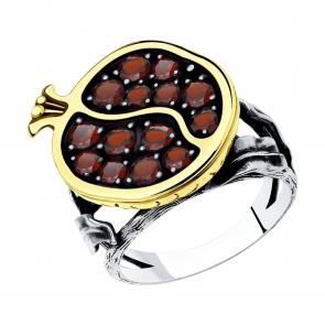 Кольцо из черненого серебра SOKOLOV с гранатом 92011937 фото