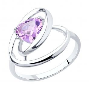 Серебряное кольцо SOKOLOV с ситаллом цвета Аметист 92011976 фото