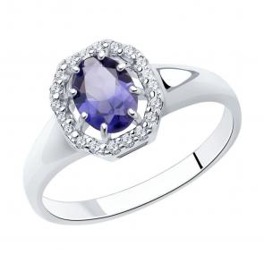 Серебряное кольцо SOKOLOV с иолитом и фианитом 92011993 фото