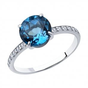 Серебряное кольцо SOKOLOV с топазом и фианитом 92012000 фото