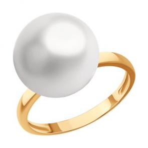 Кольцо из золочёного серебра SOKOLOV с жемчугом 92012138 фото