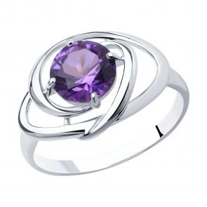 Серебряное кольцо SOKOLOV с ситаллом цвета Аметист 92012162 фото