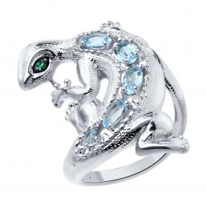 Серебряное кольцо SOKOLOV с топазом и фианитом 92012176 фото