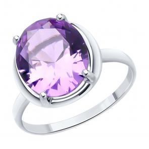 Серебряное кольцо SOKOLOV с ситаллом цвета Аметист 92012181 фото