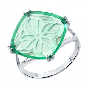 Серебряное кольцо SOKOLOV с ситаллом цвета Цаворит 92014281 фото